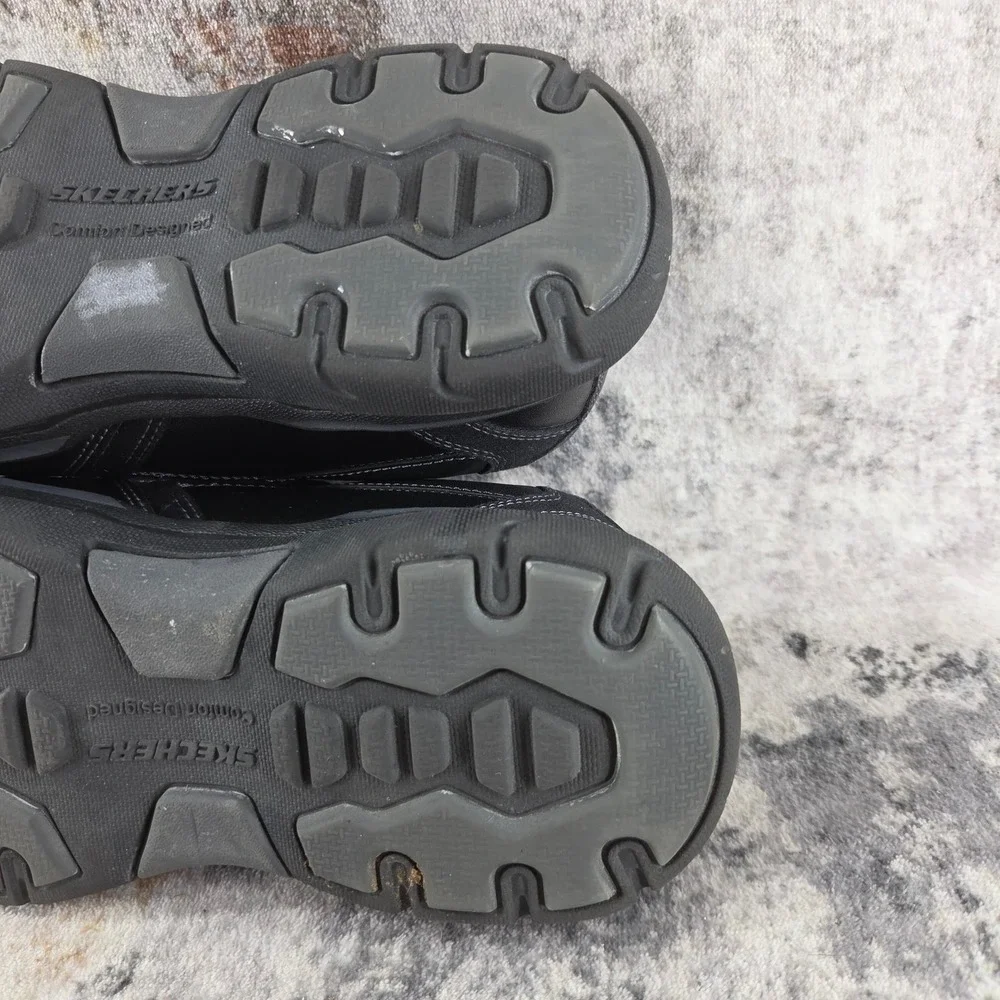 Skechers Expended Margo Slip On Shoes Men 8 Black Leather Comfort Dad Orthopedic